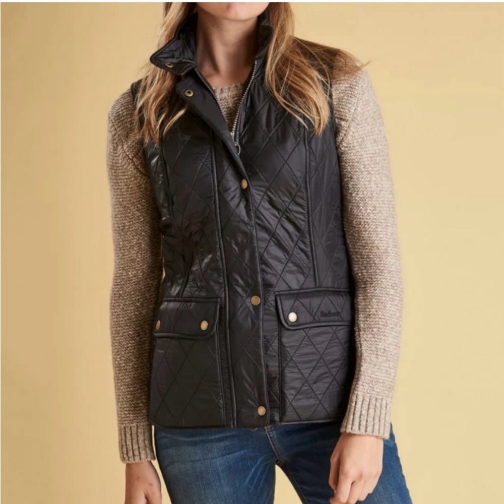 Barbour Wray Gilet Fleece Lined Black Vest - Size 12